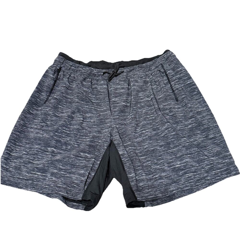 Lululemon Running Workout Shorts 7" Lined Space Dye Black Gray Men's Size XL